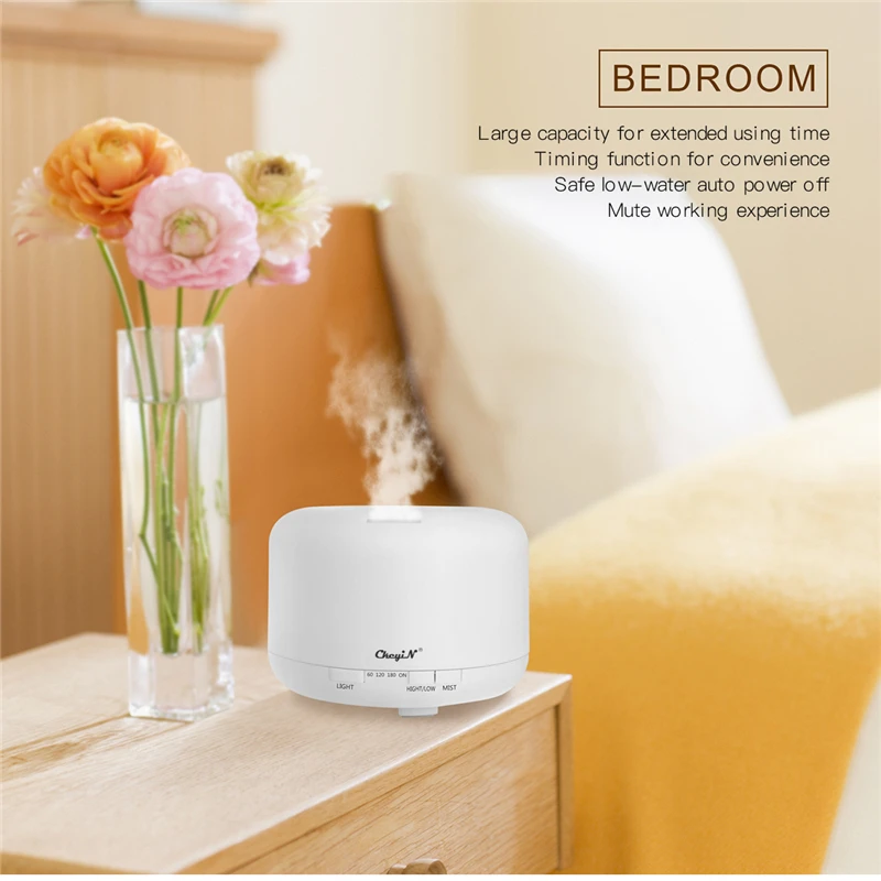 Electric Humidifier Essential Aroma Oil Diffuser Ultrasonic Air Cool Mist Humidifier With 3 Timer Remote Control 7 Color Lights