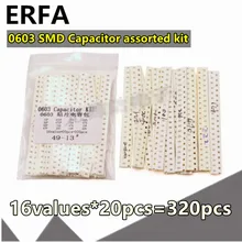 

16values*20pcs=320pcs 0603 SMD Capacitor assorted kit 10PF-22UF Samples kit