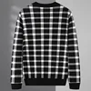 European goods autumn and winter new woolen sweater men's high-end handsome trend Plaid Pullover casual loose large sweater 4