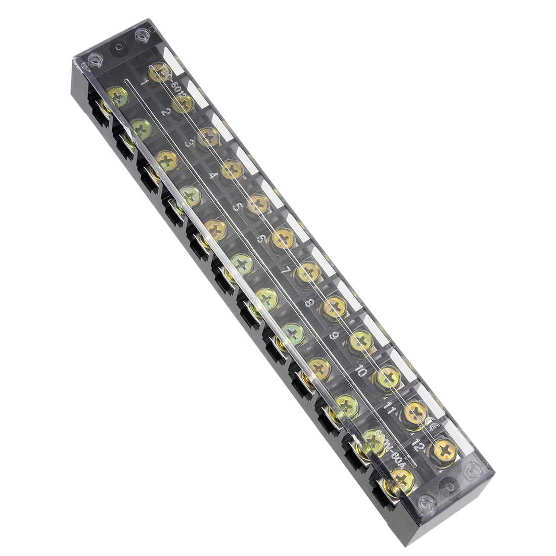 

uxcell Dual Rows 12 Positions 600V 60A Cable Barrier Block Terminal Strip TBC-6012