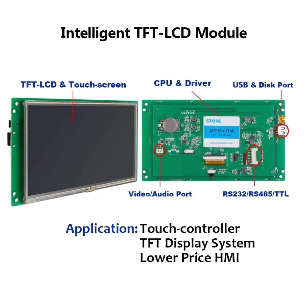 Дисплей модуль TFT lcd сенсорный экран 4,3 дюймов Интеллектуальный пользовательский интерфейс дизайн+ последовательный интерфейс Поддержка любого микроконтроллера