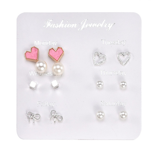 Pairs 2019 New Fashion Rhinestone Crystal Pearl Earrings Set Female Ear Stud Jewelry Wedding Earrings For Women Wholesale 2019