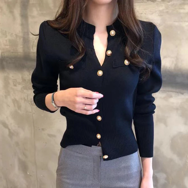 Lucyever Fashion Women Cardigan Sweater Spring Knitted Long Sleeve Short Coat Casual Single Breasted Korean Slim Chic Ladies Top
