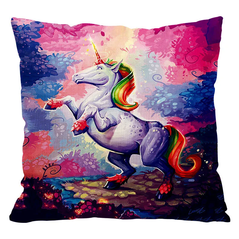 unicorn16 Наволочка для подушки квадратной формы 45x45 см с рисунком единорога, милый чехол для подушки с принтом, домашний Диванный декор, Подарочные наволочки для подушек - Цвет: unicorn16