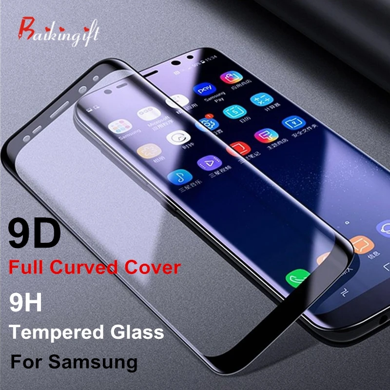 Закаленное стекло пленка для samsung Galaxy Note 8 9 S9 S8 Plus S7 Edge 9D полный закругленный