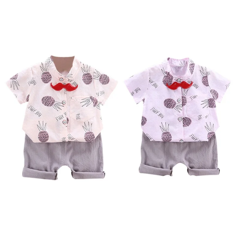 

High Quality 2Pcs/Set Summer Baby Boys Short Sleeve Pineapple Print Tops Blouse T-shirt+Shorts Casual Outfits Sets #E