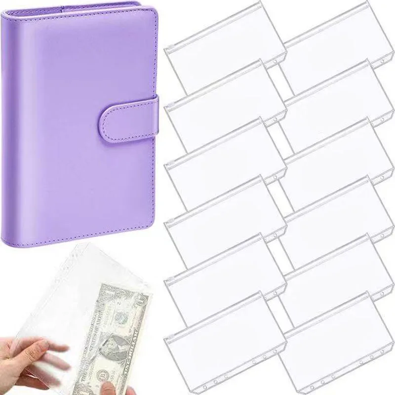 Carpeta de cuero PU A6, organizador de 6 anillas, cubierta magnética Personal, con bolsillos transparentes, 2021