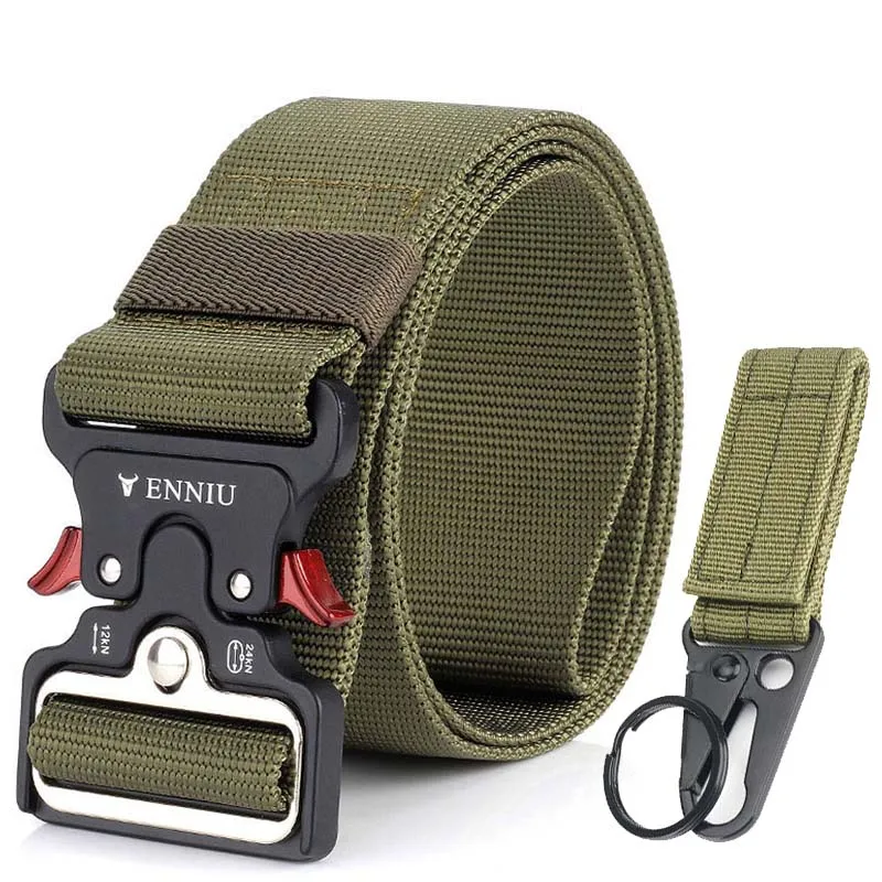 Tactical Men's Belt with Quick Release Alloy Buckle - Heavy Duty Nylon