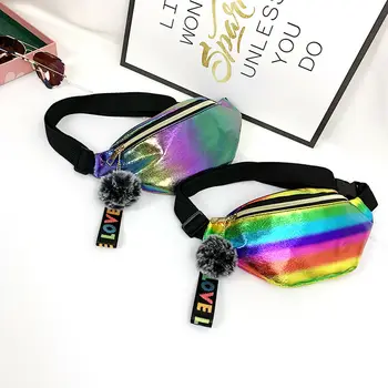 

Holographic Women Fanny Pack Belt Bag Colorful Laser Waist Bags Female Travel Shoulder Bag Party Rave Hip Bum Bag