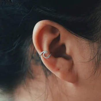 

Visunion Temperament Fashion Ear Clip No Piercing Wave Simple Design for Women Rose Gold Silver Color Earrings New Wholesale