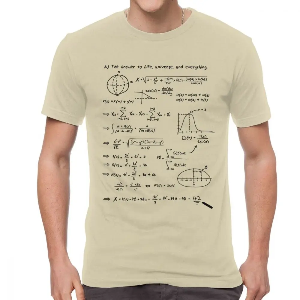 

Trendy New Arrival Tee for Men Pure Cotton Meaning Of Life Shirt Math T Shirts Short Sleeve Crew Neck Mathematical Casual Tshirt