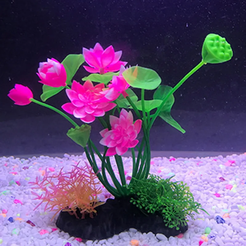 Бонсай цветок искусственные растения аквариум Растения для аквариума украшение для аквариума украшения растения водные растения цветок декоративный - Цвет: Pink Lotus