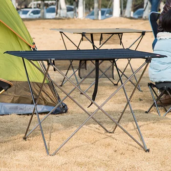 

DannyKarl Outdoor Folding Camping Patio Metal Foldable Picnic Table Modernos Aluminum Portable Roll Up Collapsible Lightweight