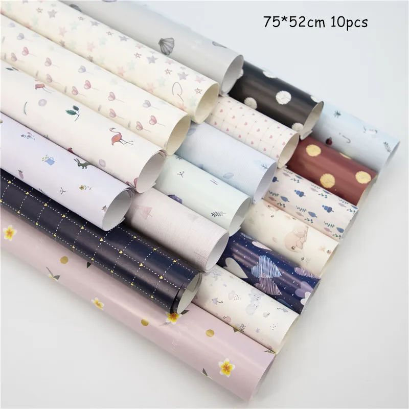 

10pcs Christmas Wrapping Paper Cute Cartoon Birthday Gift Wrapping Paper Kindergarten Manual DIY Environmental Protection Paper