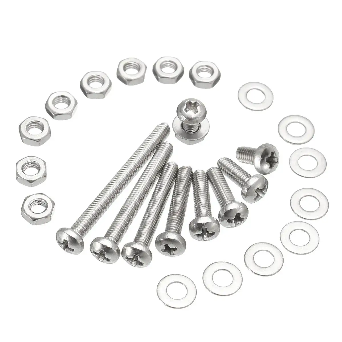 

100Pcs Metric M3 304Stainless Steel 5-30mm Button Round Head Hex Socket Cap Screw Bolt Screw With Full Nuts And Thick Washers