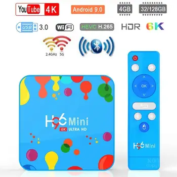 

6K H96 Mini H6 4GB 32/128GB 64-bit Quad Core Smart TV Box Android 9.0 TV Box 2.4G/5G Wifi Bluetooth HD Media Player Set top box