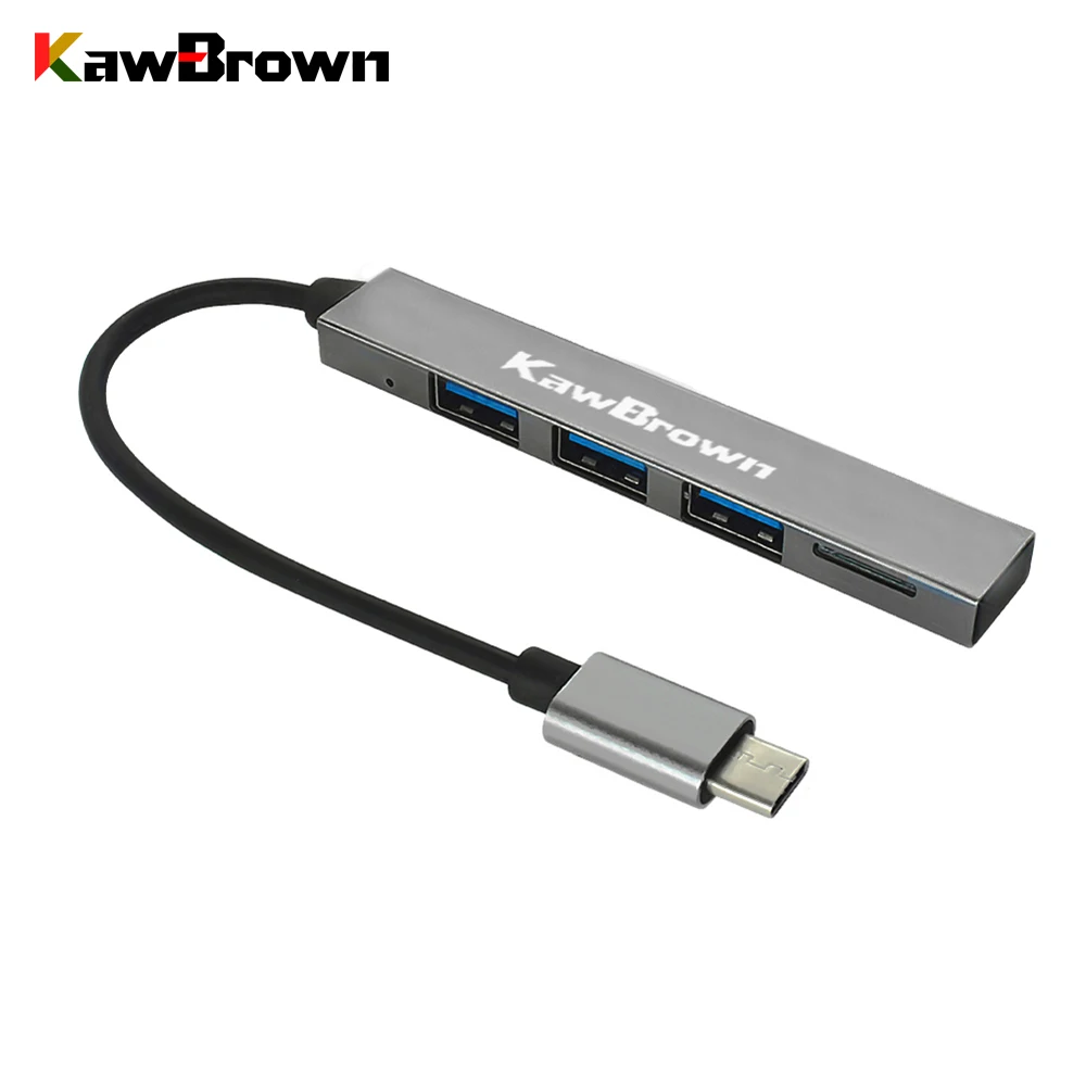 

KawBrown 4 in 1 Type-C Hub To USB 3.0 Magnesium Alloy Hub with TF Reader for Laptop