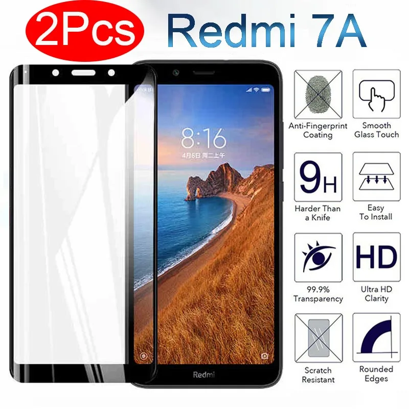 2 шт. защитное Стекло redmi 7A Экран протектор для спортивной камеры Xiao mi 7 пленки из