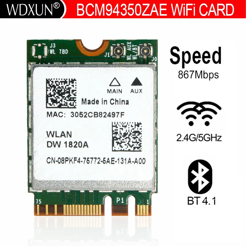 Broadcom BCM94350ZAE BCM94350 DW1820A 802.11AC 867 Мбит/с NGFF M.2 Bluetooth 4 1 Беспроводной карты Dual Band сети Wi-Fi 2