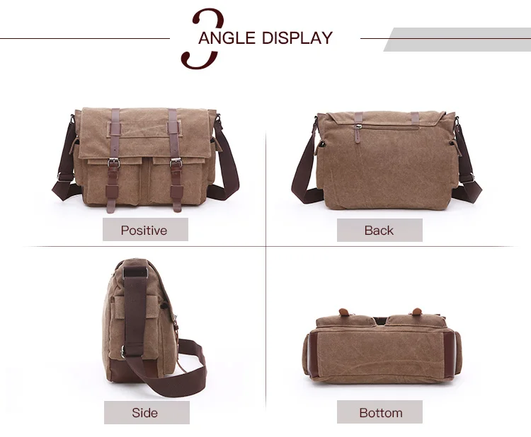 wholesale trendy large capacity luxury men canvas shoulder messenger bag