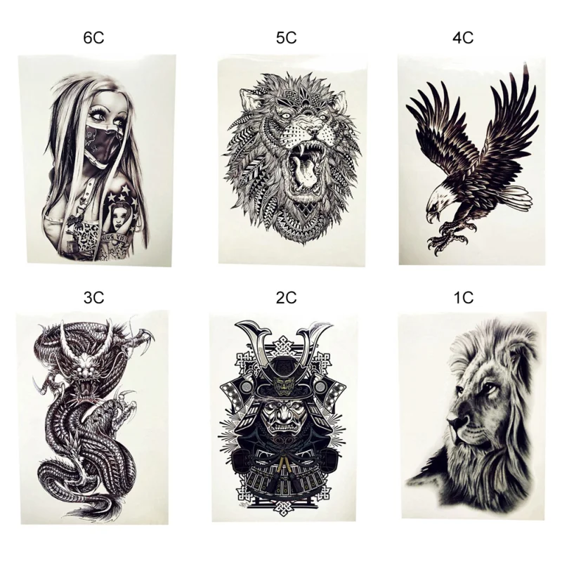 Men's Temporary Tattoo Africa Serengeti Lion Tribal Mighty Warrior Waterproof Flash Sticker For Women | Красота и здоровье