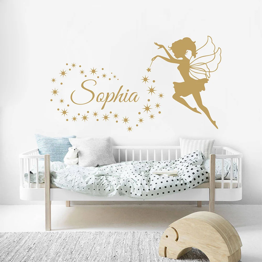 Personalized Name fairy removable vinyl wall decal 