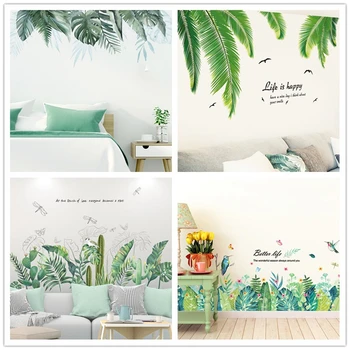 

[shijuekongjian] Creative Tree Leaves Wall Stickers DIY Plant Leaf Wall Decals for Living Room Bedroom Kitchen Home Decoration
