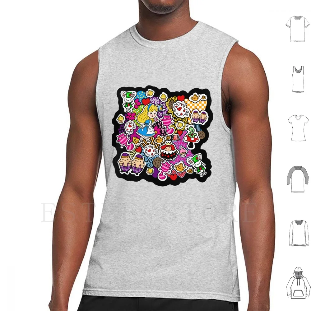 

Футболки Alice In, Майки для рисования, жилет, рисование Алисы в рисовании, Чайная Вечеринка, кавайная Алиса в чайвечерние