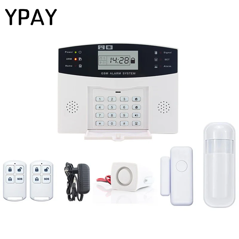 

YPAY PG-505 GSM Alarm systems Remote Control Voice Prompt Wireless Door Detector Home Security LCD Display Wired Siren Kit