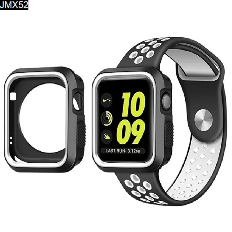 Силиконовый ремешок+ чехол для Apple Watch 5 4 3 2 1 чехол для Iwatch 38 мм 40 мм 42 м 44 мм ремешок для Apple Watch аксессуары - Цвет ремешка: A