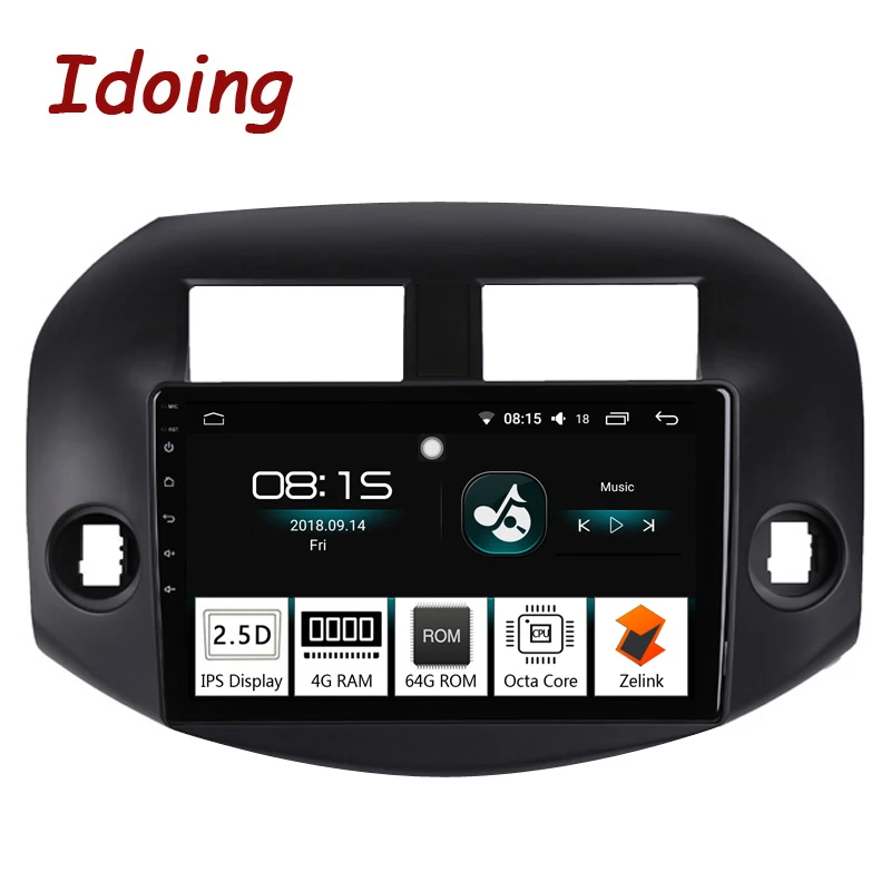 Idoing 10.2\4G+64G 2.5D IPS Octa Core 1 Din Car Radio Android 8.0 Multimedia Player Fit Toyota RAV 4 2007-2011 GPS Navigation 3G