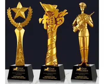 

China Dream Star Warm-blooded soldier Credit Program card Gold-plated Resin small decoration trophy crafts Free engraving World