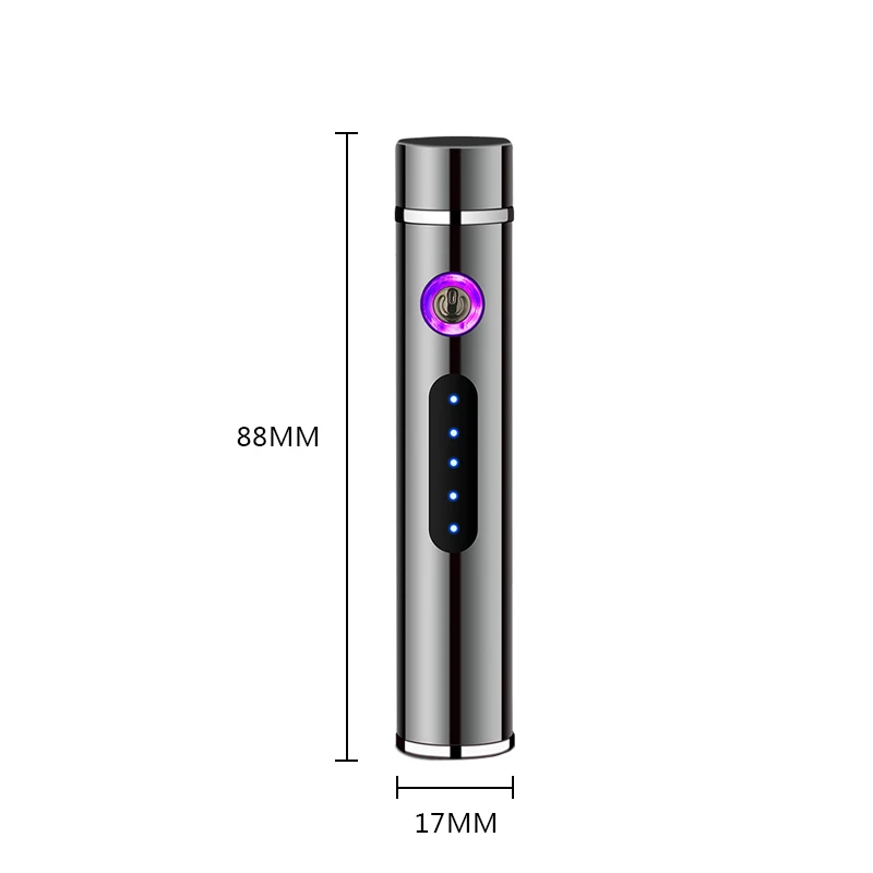 New Flameless Dual Arc Lighter Plasma Windproof Electronic USB Rechargeable Cigarette Smoking Lighter with Battery Indicator - Color: E