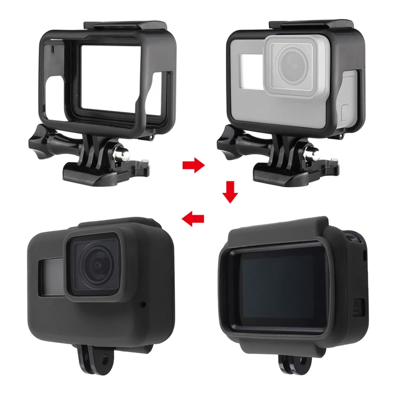 Для GoPro 7 набор аксессуаров Защитная рамка Мягкий силиконовый чехол Крышка