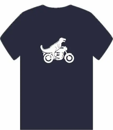 Динозавр на мотоцикле Мужские Футболка SML 3XL велосипед мотоцикл старые