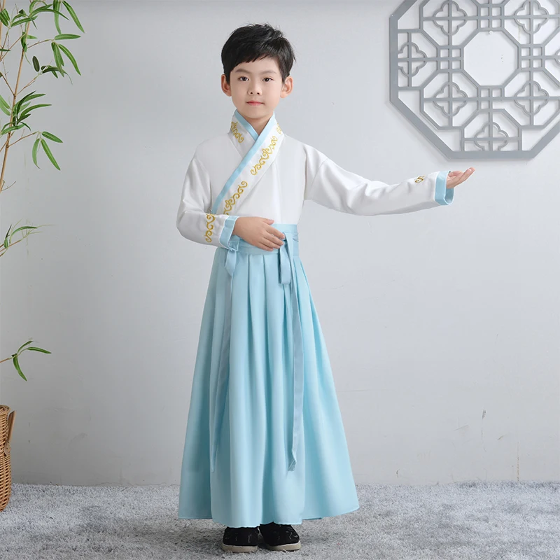 boy 3 Han Fu/комплект из 2 предметов для мальчиков и девочек, Детский костюм с драматургическим платьем Традиционный китайский костюм для древних студентов театральный Халат Одежда для танцев - Цвет: boy 3