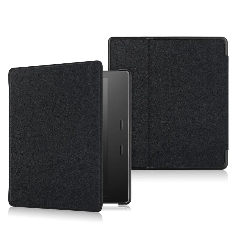 Для Amazon Kindle Oasis чехол с принтом из искусственной кожи Смарт-Спящий флип чехол Funda Coque Capa Shell+ стилус - Цвет: Black