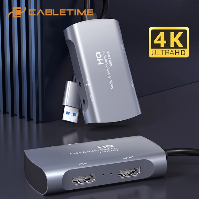 CABLETIME 4K Ultra HDMI Video Capture Card Device for Live Streaming