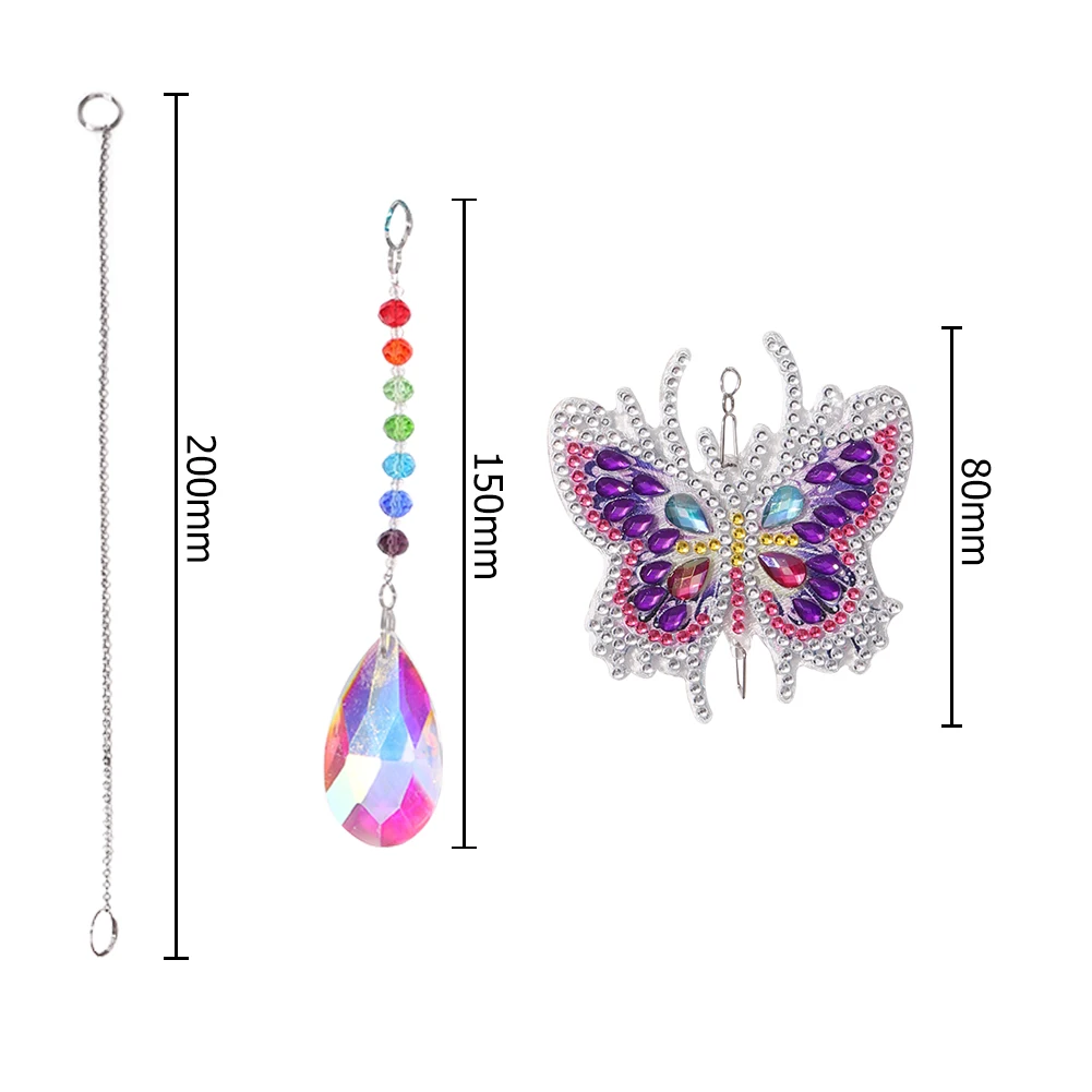 2 Pcs Diamond Painting Suncatcher Art DIY Wind Chime Kit Double Sided 5D  Butterfly and Hummingbird Diamond Painting Wind Chimes Sun Catchers Hanging