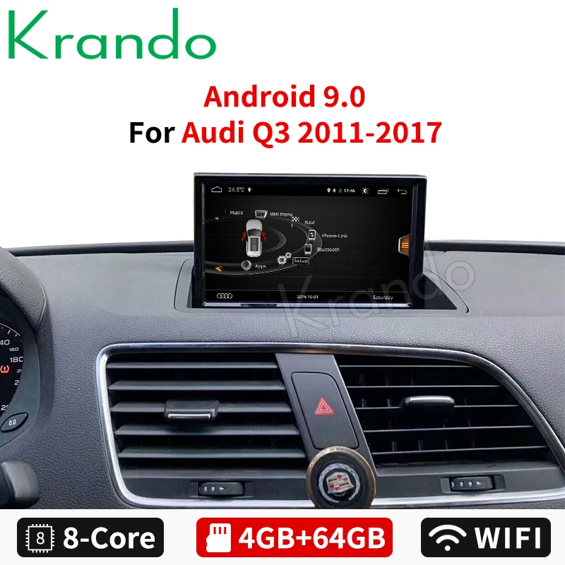 Krando Android 8.0 8-Core 4+64G Car radio audio GPS Navigation multimedia player with 4G WIFi TB for Audi Q3 2011 2012 2013-2017