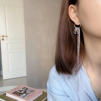 

New Fashion Jewelry For Women Large Long Drop Earrings 925 Sterling Silver Dangle Meteorite Meteor Ear Tassel Earrings Korean