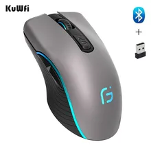 Modo duplo sem fio 2 do rato de computador de kuwfi bluetooth 4.0 + 2.4 ghz em 1 rato 2400 dpi ergonómicos portáteis ratos ópticos para pc/portátil(China)