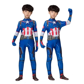 

Superhero Halloween Captain America Costume Kids bodysuit cosplay tight suit For Boys clothing