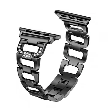

42MM/44MM Watch Band Compatible for Apple Watch Series 5 4 3 2 1 for Women/Men ,Rhinestone Stainless Steel Band for Iwatch