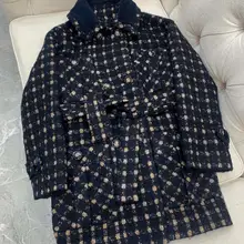 Высококачественная Женская клетчатая твидовая куртка, верхняя одежда, женское роскошное повседневное пальто gdnz 11,28