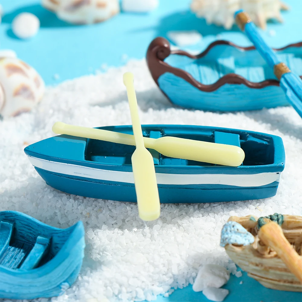 Resin Miniature Boat Figurine for Fairy Garden Terrarium Decor