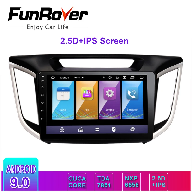 Автомобильный мультимедийный плеер Funrover 2.5D + IPS 2 din Android 9 0 Радио DVD Navi для hyundai ix25