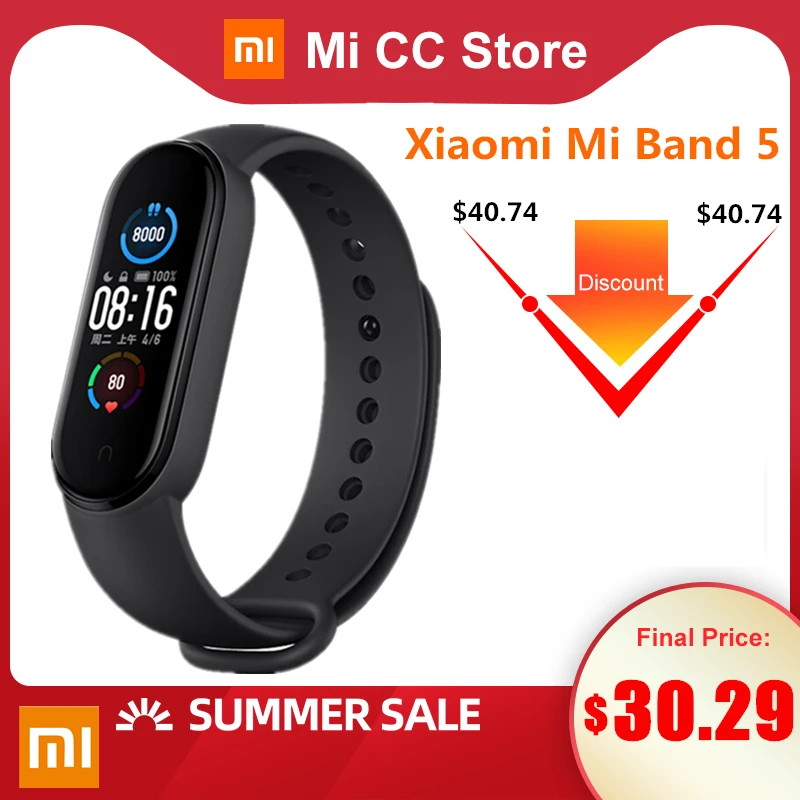 Оригинальный браслет Xiaomi Mi Band 5, 4 цвета, пульсометр, фитнес трекер, Bluetooth, спортивный браслет AMOLED, экран, Mi Band 5|Смарт-браслеты|   | АлиЭкспресс