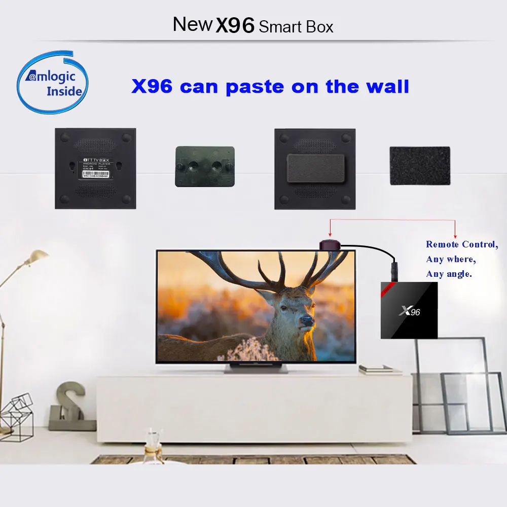 X96 Android 7,1 Смарт ТВ коробка, Wi-Fi, S905W 4 ядра Декодер каналов кабельного телевидения медиа-проигрыватель 4K X 96 X96 W компьютерной приставки к телевизору