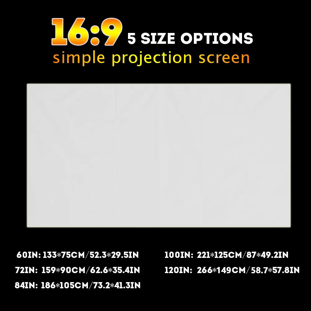 Складной экран проектора дюймов ПВХ ткань проекционный экран для офиса домашнего кинотеатра на открытом воздухе Кино